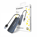 Wozinsky WHS080YSS 4x USB-A 3.0 USB-hub individuaalsed llititega, alumiinium, 15 cm USB-A kaabliga - Gray - OUTLET