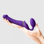 Strap-on-me Vibratsiooniga, pultidega juhitav, 3-mootoriga fantaasia dildo Analseks, vaginaalseks Soolise silikoonist, lilla, 156 mm, 3,3 cm