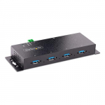 StarTech.com 4-pordne tstuslik USB 3.0 5Gbps hub, kverikas USB hubiga ESD kaitsega, DIN/veekindel/laualtseadistatav USB-A hub, USB laiendiga lukustatavate portidega, raskendatud - TAA