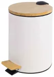 BESK Pedspainis 5L valge, bambusest kaanega, soft close