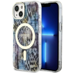 GUESS GUHMP14SHLEOPWB iPhone 14 / 15 / 13 6.1" niebieski / sinine kvakott Leopard MagSafe