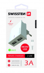 Swissten Nutikas IC reisislm 2x USB 3 / 15W Micro USB kaabliga 1,2m