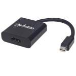 Manhattan Mini DisplayPort 1.2a HDMI adapterkaabel, 4K@60Hz, aktiivne, 19,5 cm, isane-emane, must, kolmeaastane garantii, polkott