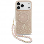 GUESS Etui IML Flowers Electro Pearl Strap MagSafe iPhone'ile 17 Pro Max, roosa