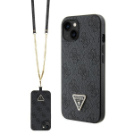 GUESS GUHCP14SP4TDSCPK iPhone 14 / 15 / 13 6.1" musta vrvi hardcase Crossbody 4G metallist logo