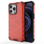 Hurtel Honeycomb Case armor cover with TPU Bumper for iPhone 13 Pro red