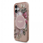 GUESS IML Flowers Strap MagSafe lemine kate iPhone'i 17 jaoks / Roosa