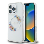 GUESS GUHMP16LHFWFCT iPhone 16 Pro 6.3" przeroczysty/transprent hardcase IML Flowers Wreath MagSafe