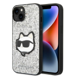 Karl Lagerfeld KLHCP14SG2CPS iPhone 14 / 15 / 13 6.1" srebrny/hbedane kvakott Glitter Choupette Patch