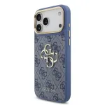 GUESS PU nahk 4G metalllogo kuldse raamiga mmest iPhone 18 Pro Maxi, sinine