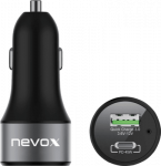 Nevox USB PD Type C + QC 3.0 Kfz Ladeadapter (schwarz)