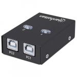 Manhattan USB-A automaatne jagamisvahetus, 2x USB-B porti, 480 Mbps (USB 2.0), kahekordne juhtimine (automaatne tuvastamine vi ksitsi), toiteallikas bussist, Hi-Speed USB, komplektis 1x 1,5m USB-A kuni USB-B kaabel, must, kolmeaastane garantii, blist ...