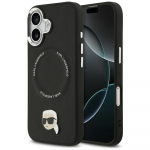 KARL LAGERFELD kaitsembrise IPHONE 17 jaoks, hildub MagSafe'iga KLHMP17SPSMLRKLK (PU Karl Pin) must