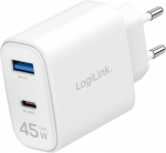 Logilink USB-C GaN laadija 45W USB-C/USB valge