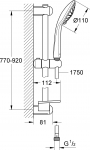 Euphoria 110 Massage shower set, 3 sprays, 900 mm 27226001