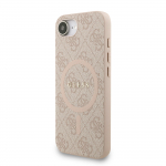 GUESS PU nahast 4G vrvilise ringi rihmaga MagSafe kaitsembris iPhone 16e jaoks / Roosa