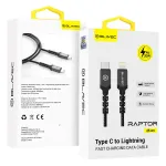 Blavec Raptor CRA-CL24BG025 andmevahetus- ja laadimiskaabel | USB-C l Lightningile | 20W | 0,25m | must, hall