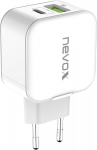 Nevox 20W USB-C PD + USB QC 3.0 laadija valge