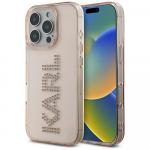Karl Lagerfeld IML Rhinestones Logo mbris iPhone 16 Pro Maxi jaoks roosa