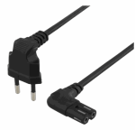 Deltaco Nurkase CEE 7/16 IEC C7 konnektoriga totelkabel, 1 m, must