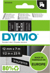 DYMO D1 teip 12 mm x 7 m, valge, musta taustaga (S0720610)