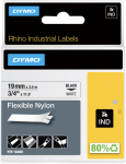 DYMO Rhino painduv nailonlint, 19 mm, must valgel, 3,5 m (18489)