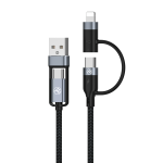 Tellur 4in1 kaabel USB/Type-C to Type-C (PD65W)/Lightning (PD20W) 1m must
