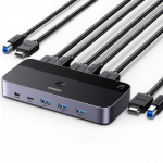 UGREEN KVM-lliti Switch CM664 lliti 3xUSB-A, 2xUSB-B, 2xUSB-C, 3xHDMI, micro USB, must