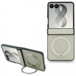 Etui Guess Magnetic Ring Stand Grained Classic Logo MagSafe do Samsung Galaxy Z Flip8 beowy