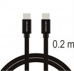 Swissten Tekstiil Universal Quick Charge 3.1 USB-C / USB-C andmete ja laadimiskaabel 0,2 m, must