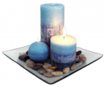 PROVENCE Candles Blueberry set 3pcs 6x6cm, 6.8x7.4cm, 6,8x14cm + plate