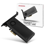 AXAGON PCEM2-DC PCI-E 3.0 4x - DUAL M.2 SSD (NVMe + SATA), topeltpinge, kuni 110 mm SSD, ventilaator + jahutusradiaator