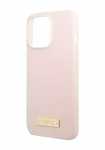 GUESS Kvakate Silikoonist Logo Plate MagSafe Pink, iPhone 13 Pro Max, GUHMP13XSPLP