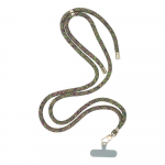 SWING (8mm) Phone lanyard, Phone pendant with adjustable length / cord length 165cm (max 82.5cm in the loop) / on the shoulder or neck - grey-green-pink