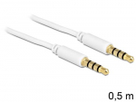 Delock Klinkekabel 3,5mm - 3,5mm St/St 0,50m 4Pin valge