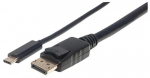 Manhattan USB-C DisplayPort kaabel, 4K@60Hz, 1m, isane-isane, must, vastav CDP2DP1MBD-le, kolmeaastane garantii, polkott