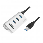 Logilink USB 3.0 HUB 3-Port, millega kaardilugerid, ALU, hbe