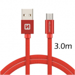 Swissten Teksti kiirelaadimise universaalne Micro USB andme- ja laadimiskaabel 3m