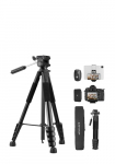K AND F Concept Kompaktne statiiv DSLR-kaamerale ja telefonile, must