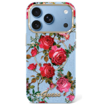 GUESS Etui IML Glitter Blossom Roses do iPhone 18 Pro / 17 Pro vaheldlev sinine