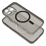 CLEAR MAG COVER case with camera protection compatible with MagSafe for IPHONE 16 black glitter