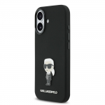 Karl Lagerfeld Vedela silikoonmetalli Ikonik kest iPhone'ile 17 / Must