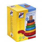 Woody 90674 Eco Wooden Educational Magnetic color stacking pyramide - constructor (13pcs) for kids 2y+ (13x17cm)