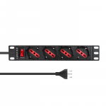 Lanview 1U 10 inch 4 port Type F/J Italy plug, with switch, 2M