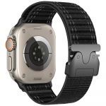 Beline Apple Watchi 42/44/45/49mm jaoks meldud kootud nailonist diagonaalstiilis langevarjurihm 42/44/45/49mm must