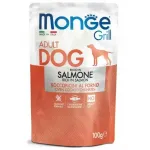 Monge Dog Grill Pouch Adult Chunkies Rich in Salmon 100 g tisvrtuslik mrkkas toit tiskasvanud koertele lhvikuga luvikas, lhvikuga
