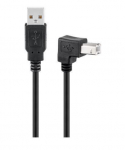 MicroConnect USB2.0 A-B 1.8m M-M, Black USB B male angled