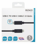 Deltaco Mobility USB-C USB-C 3.2 Gen 2 kaabel, 0,5 m, must