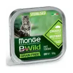 Monge Cat BWild Grain Free Sterilised Pate Wild Boar with Vegetables tisvrtuslikud viljuta mrgtoiduk (pt) steriliseeritud kassadele, sisaldab metsasikku ja kgivilju, 100 g