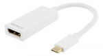 Deltaco USBC-DP1 videojuhtme adapter 0,1 m USB C-tpi DisplayPort Valge